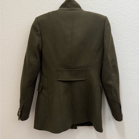 ZARA Dark Olive Pea Coat with Gold Buttons - Picture 9 of 13
